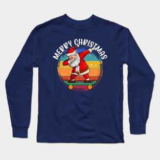 Santa Skateboarder Happy Christmas Merry Christmas Christmas Event Christmas Present Gift for Family for Dad for Mom for Friends for Kids Long Sleeve T-Shirt